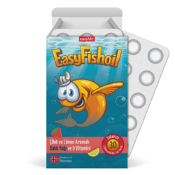 EasyVit EasyFishoil Çilek ve Limon Aromalı Balık Yağı ve D Vitamini 30 Çiğnenebilir Jel Form - EASYVIT
