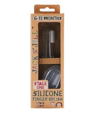 Jack N' Jill Stage One Silicone Finger Brush 2 Pack & Case (6-12 Months) - 1