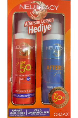 Neutracy Güneş Koruyucu Set Karma ve Yağlı Ciltler İçin - Güneş Losyonu SPF 50+ 150 ml & Aftersun Losyon 150 ml - 1