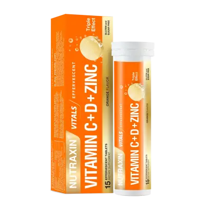 Nutraxin Effervescent Vitamin C-D-Zinc 15 Efervesan Tablet - 1