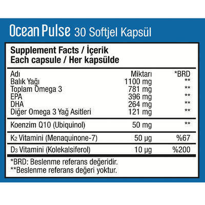 Ocean Pulse Fish Oil 30 Softgel Capsules - 3