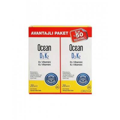 Ocean Vitamin D3K2 Oral Drops 2*20 ml Avantajlı Paket - 1