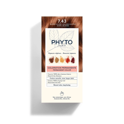 Phyto Phytocolor Coloration Permanente 7.43 Blond Cuivré Doré / Kumral Bakır Dore - 1