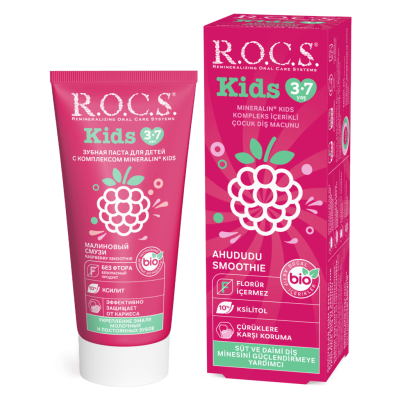 ROCS Kids 3-7 Yaş Ahududu Smoothie Tadında Diş Macunu 35 ml - 1