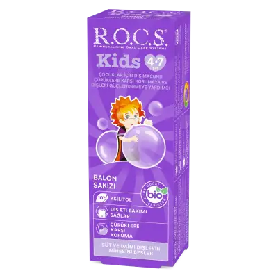 ROCS Kids 4-7 Yaş Balonlu Sakız Tadında Diş Macunu 35 ml - 1